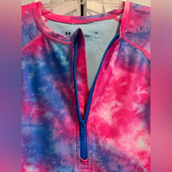 UNDER ARMOUR / Long Sleeve , TieDye 💗💙, Zip Front , Swim / Paddlesuit/ Leotard - Picture 4 of 8